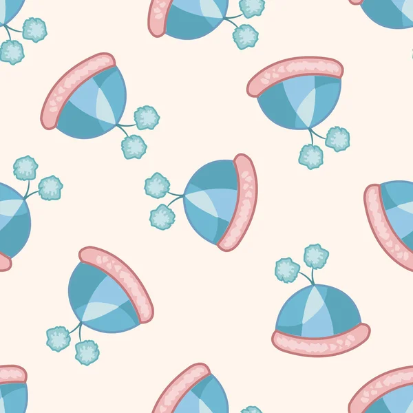 Baby mössa, tecknade seamless mönster bakgrund — Stock vektor