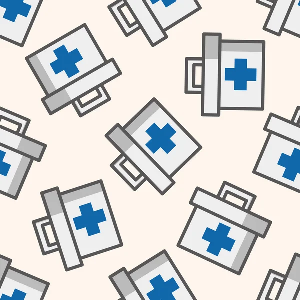 Boîte à médicaments, fond de dessin animé sans couture — Image vectorielle