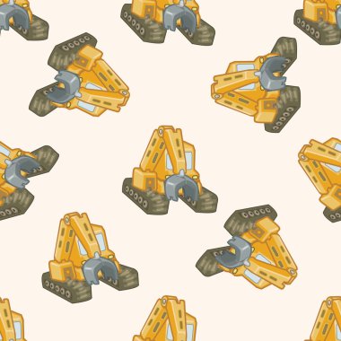 ulaşım Ekskavatör kamyon, karikatür Dikişsiz desen arka plan
