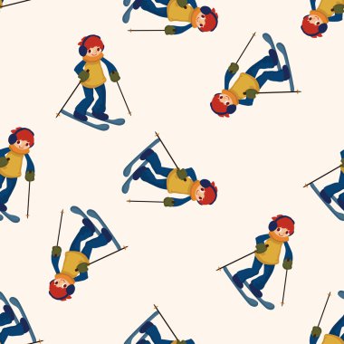 kayakçı, karikatür Dikişsiz desen arka plan