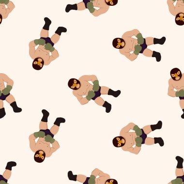 güreşçi, karikatür Dikişsiz desen arka plan