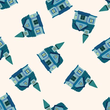 Dikişsiz desen arka plan ev inşa, çizgi film