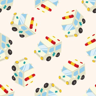 ulaşım ambulans, karikatür Dikişsiz desen arka plan