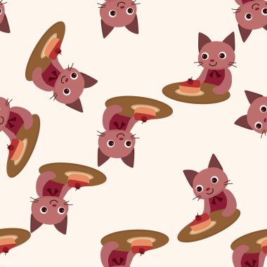 ikindi çayı, karikatür Dikişsiz desen arka plan sahip hayvan kedi