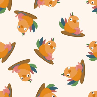 ikindi çayı, karikatür Dikişsiz desen arka plan sahip hayvan kuş