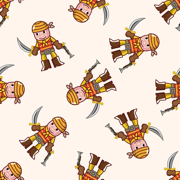 Pirate, cartoon seamless pattern background — стоковый вектор