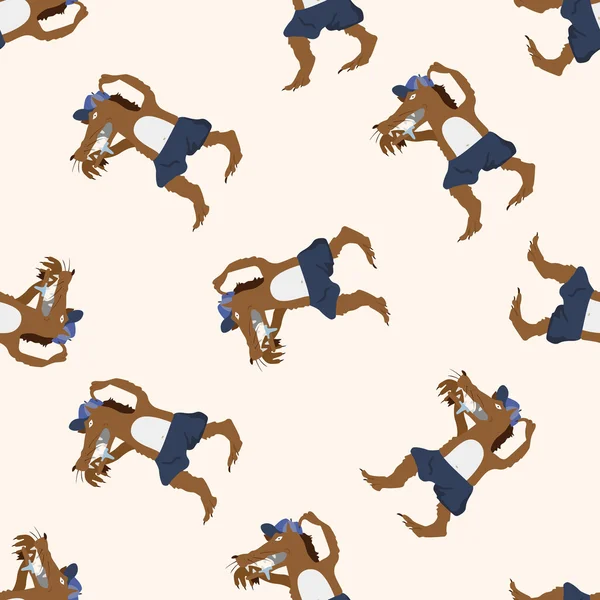 Wolf in three Little Pigs , cartoon seamless pattern background — Stock Vector