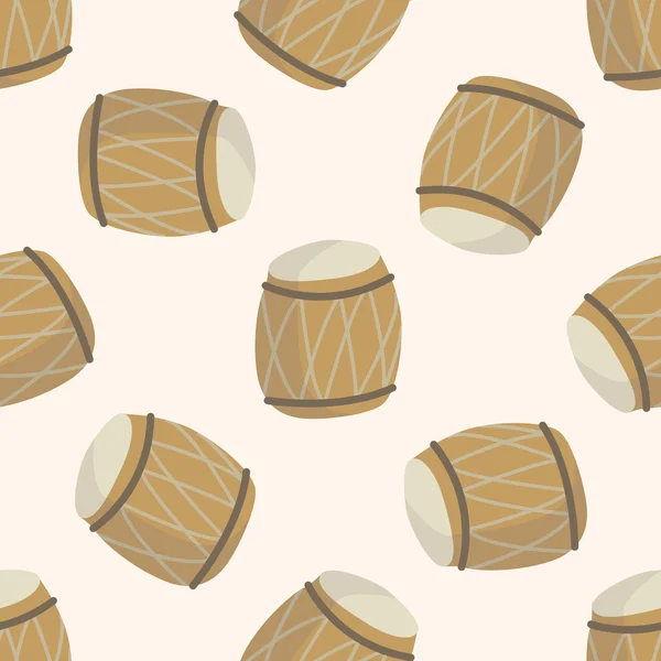 Instrument drum cartoon , cartoon seamless pattern background — Stock Vector