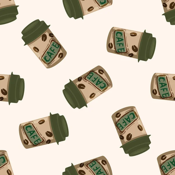 Coffee, cartoon seamless pattern background — стоковый вектор