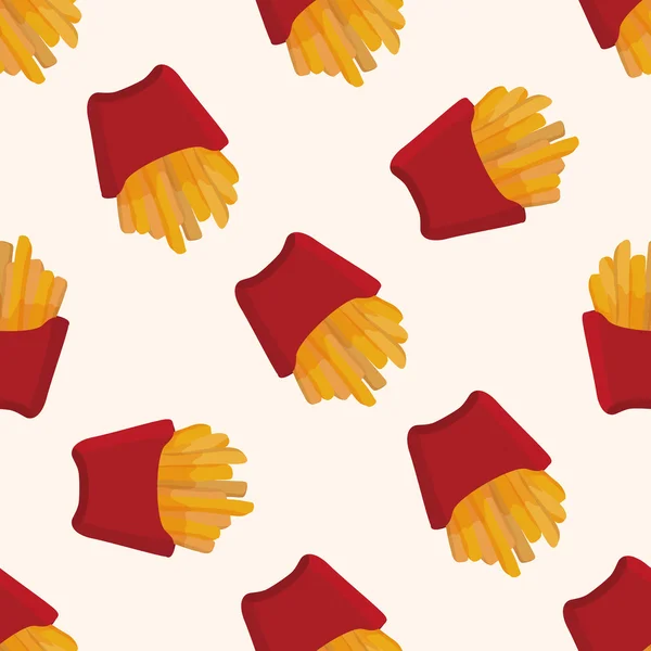 Frites thème aliments frits, dessin animé fond de motif sans couture — Image vectorielle