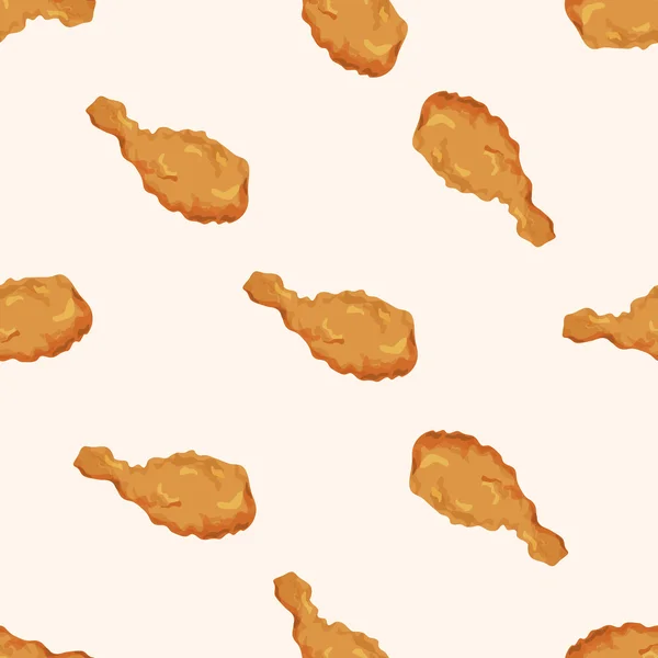 Gefrituurd voedsel thema kip, cartoon naadloze patroon achtergrond — Stockvector