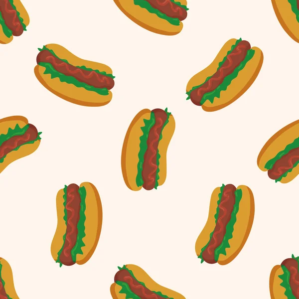 Aliments frits thème hot dog, dessin animé sans couture fond de motif — Image vectorielle