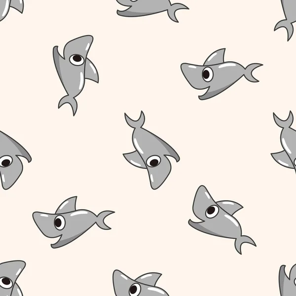 Requin, dessin animé fond de motif sans couture — Image vectorielle