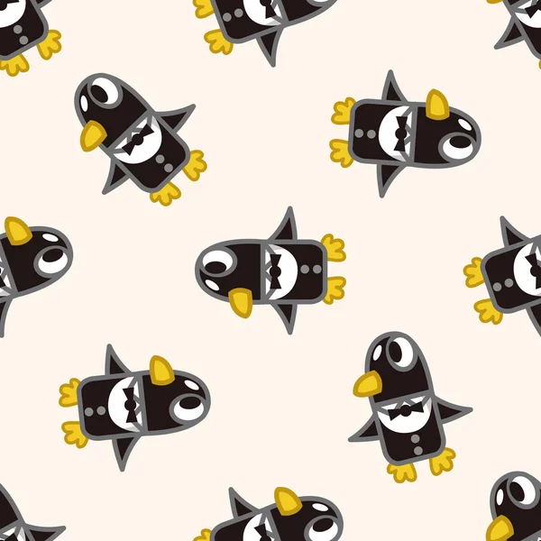 Animal pingüino trabajador dibujos animados, dibujos animados sin costura patrón de fondo — Vector de stock