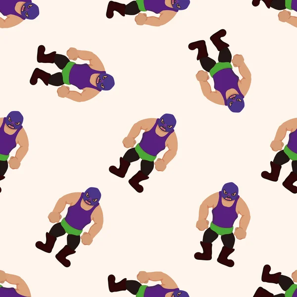 Wrestler, desenho animado sem costura fundo padrão — Vetor de Stock