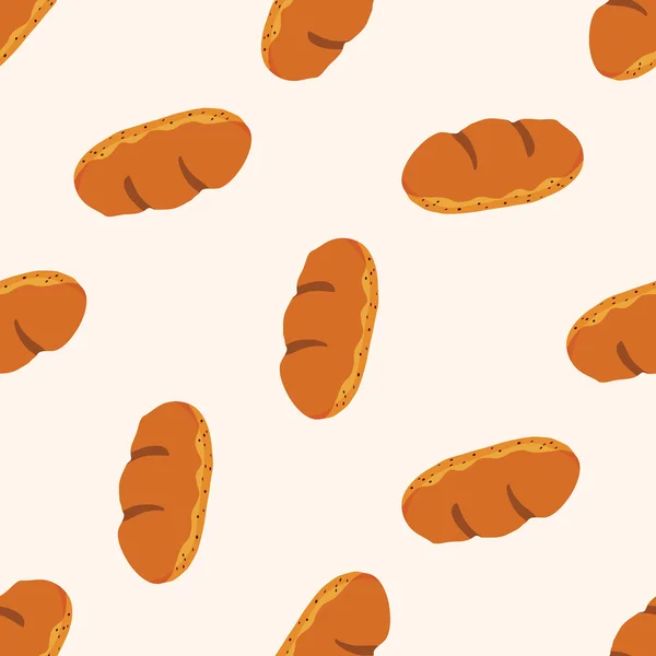 Bread, cartoon seamless pattern background — стоковый вектор