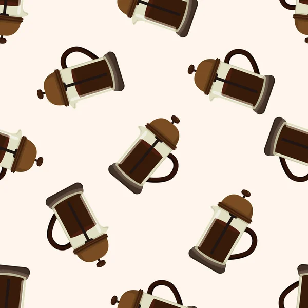 Bouilloire à café, dessin animé fond de motif sans couture — Image vectorielle