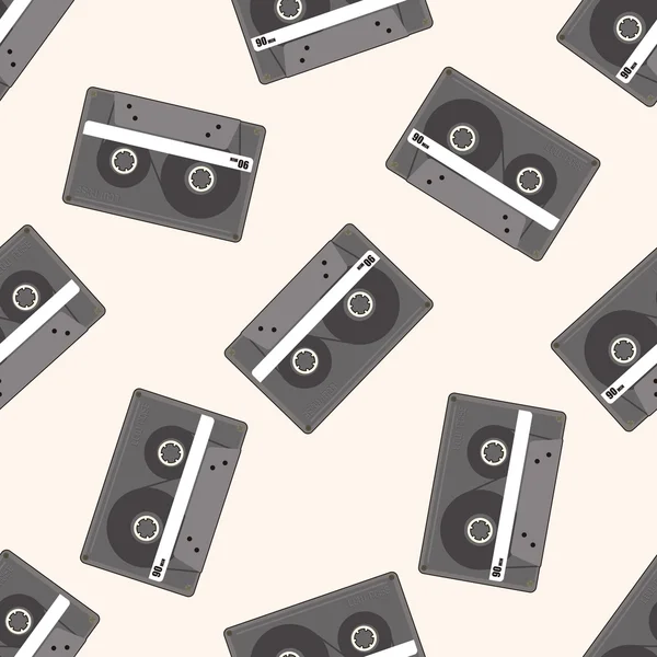 Audiotape, desenho animado sem costura fundo padrão — Vetor de Stock