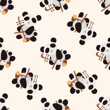 hayvan panda enstrüman çizgi film, çizgi film Dikişsiz desen arka plan oynarken