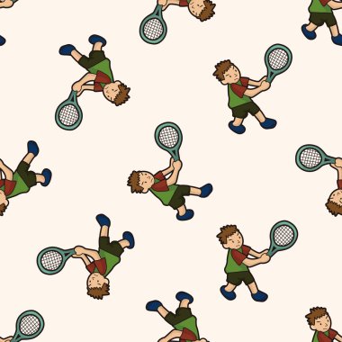 tenisçi, karikatür Dikişsiz desen arka plan