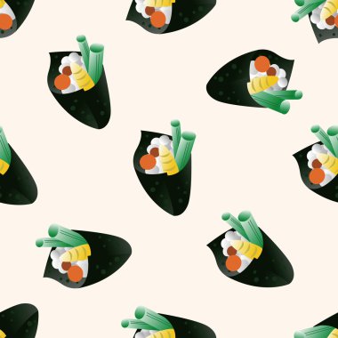 Japon yemek suşi, karikatür Dikişsiz desen arka plan