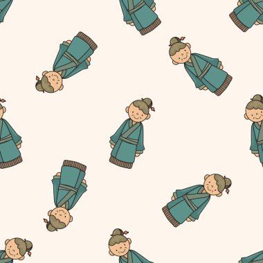 Çin halkı, karikatür Dikişsiz desen arka plan