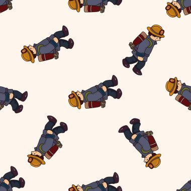 İtfaiyeci, karikatür Dikişsiz desen arka plan