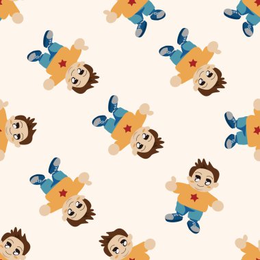 Aile çocuk karakter, karikatür Dikişsiz desen arka plan