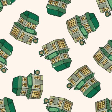 mağaza, karikatür Dikişsiz desen arka plan