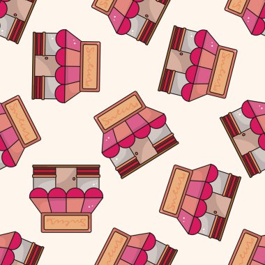 mağaza, karikatür Dikişsiz desen arka plan