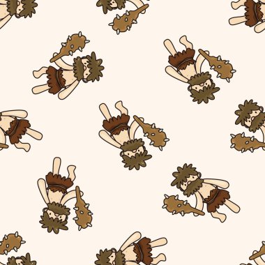 mağara adamı, karikatür Dikişsiz desen arka plan