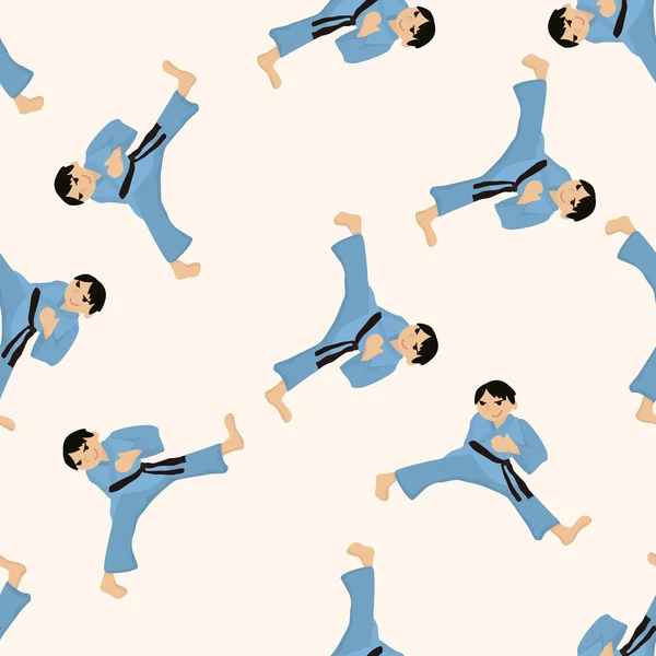 Taekwondo, Zeichentrick nahtlose Muster Hintergrund — Stockvektor