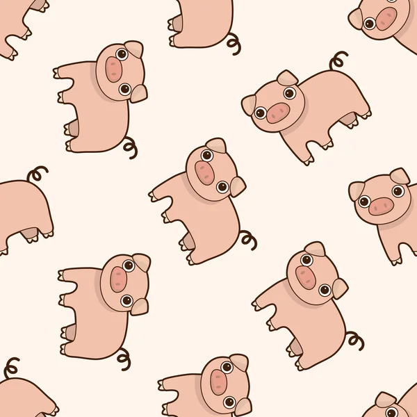 Animal cerdo dibujos animados, dibujos animados sin costura patrón de fondo — Vector de stock