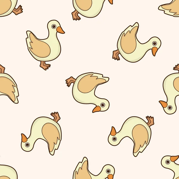 Animal pato desenhos animados, desenho animado sem costura padrão de fundo — Vetor de Stock