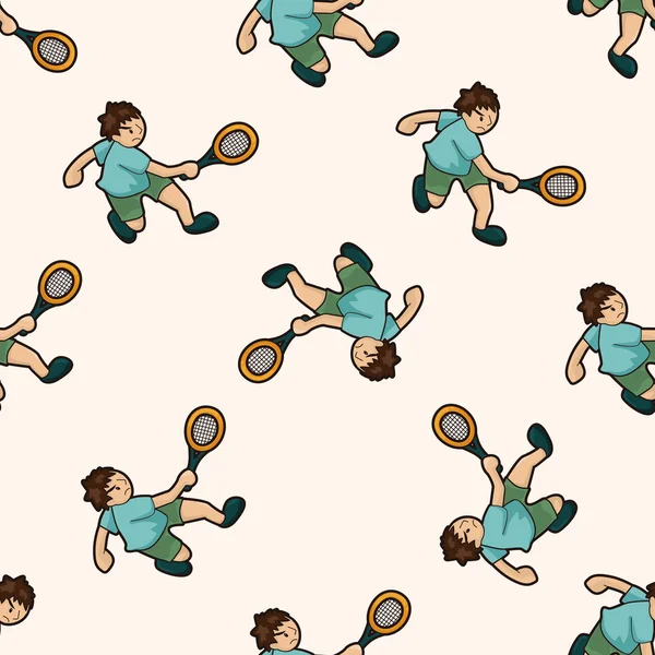 Tennis player , cartoon seamless pattern background — Stock Vector