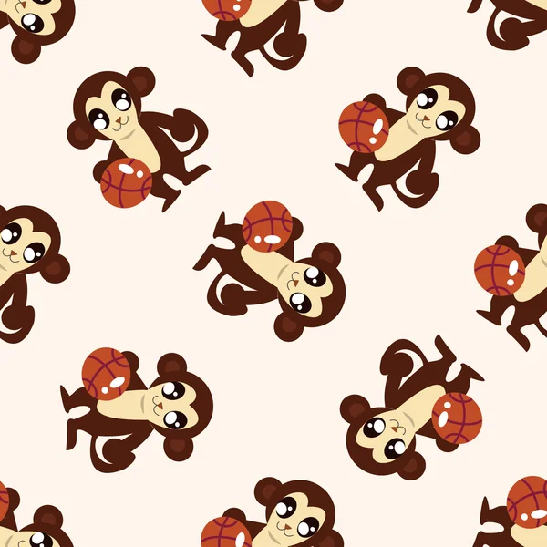 Animal monkey doing sports cartoon , cartoon seamless pattern background — Stock Vector