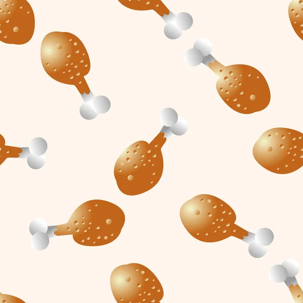 Sült ételek téma csirke, rajzfilm varrat nélküli mintát háttér — Stock Vector