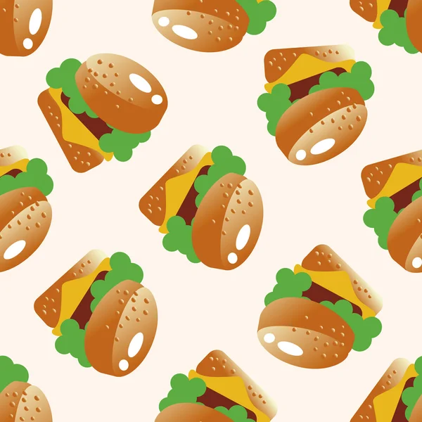 Hamburger, dessin animé fond de motif sans couture — Image vectorielle