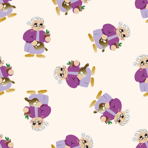 family grandmother character , cartoon seamless pattern background