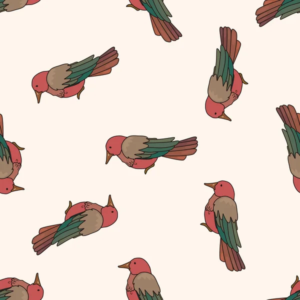 Dessin animé oiseau, dessin animé fond de motif sans couture — Image vectorielle