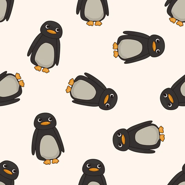 Animal pingüino dibujos animados, dibujos animados sin costura patrón de fondo — Vector de stock