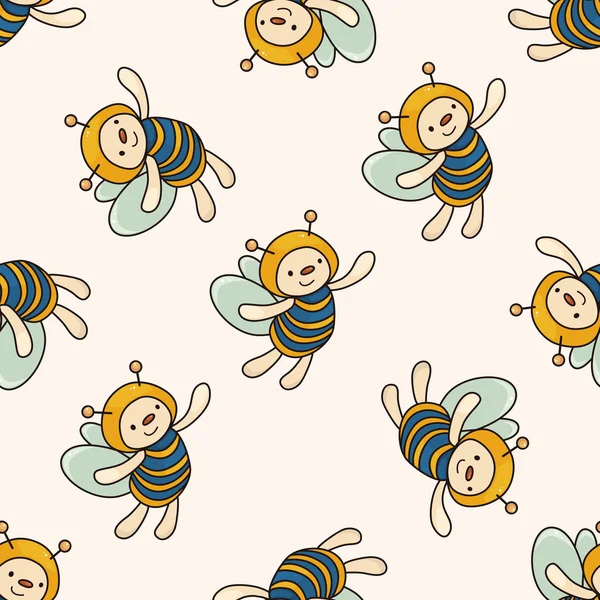 Pszczoła kreskówka, kreskówki tło wzór — Wektor stockowy