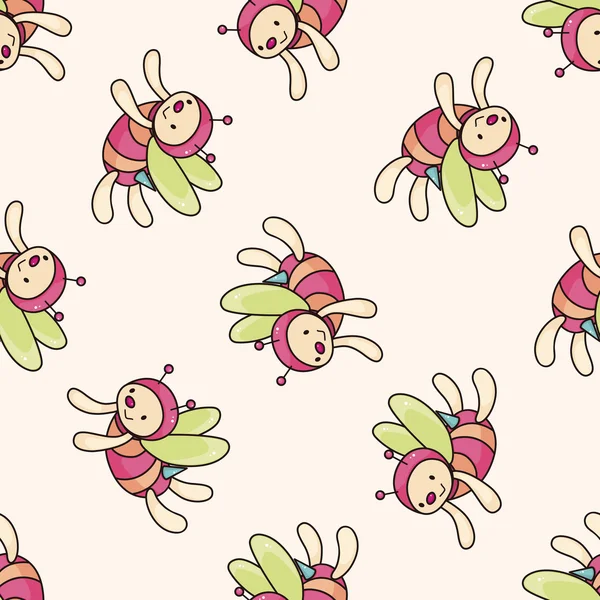 Bee cartoon , cartoon seamless pattern background — Stock Vector