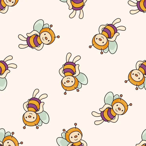 Abeja de dibujos animados, dibujos animados sin costura patrón de fondo — Vector de stock