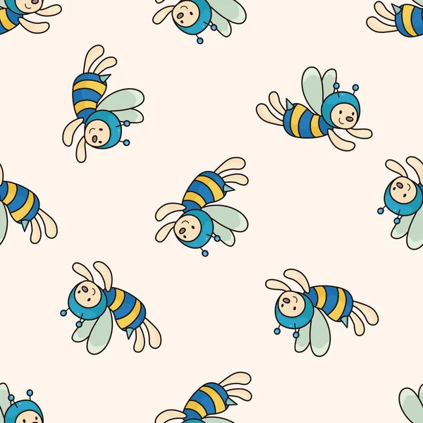 Dessin animé abeille, dessin animé fond de motif sans couture — Image vectorielle