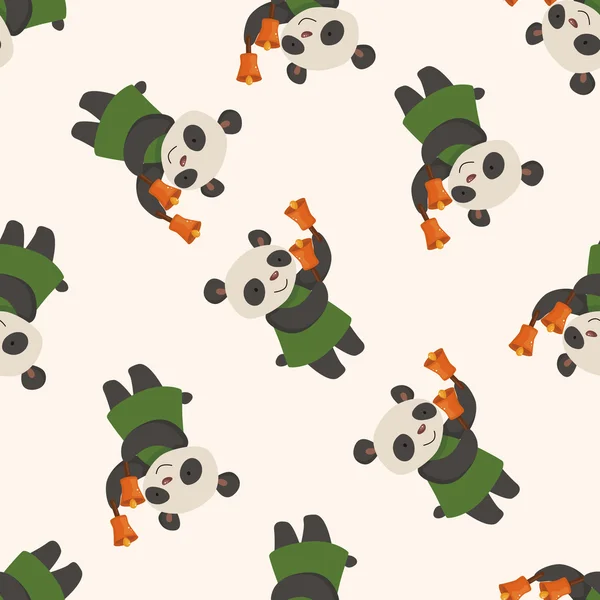 Tier Panda spielt Instrument Cartoon, Cartoon nahtlose Muster Hintergrund — Stockvektor
