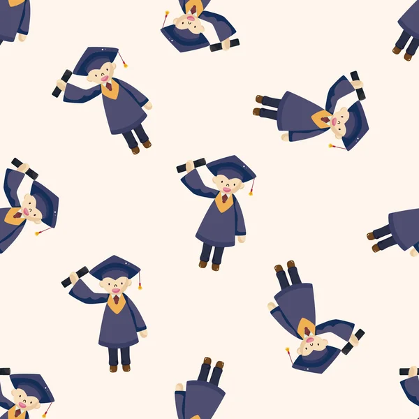 Estudiante graduado, dibujos animados sin costura patrón de fondo — Vector de stock