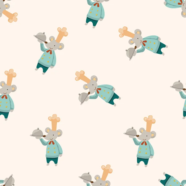 Animal mouse chef cartoon , cartoon seamless pattern background — Stock Vector