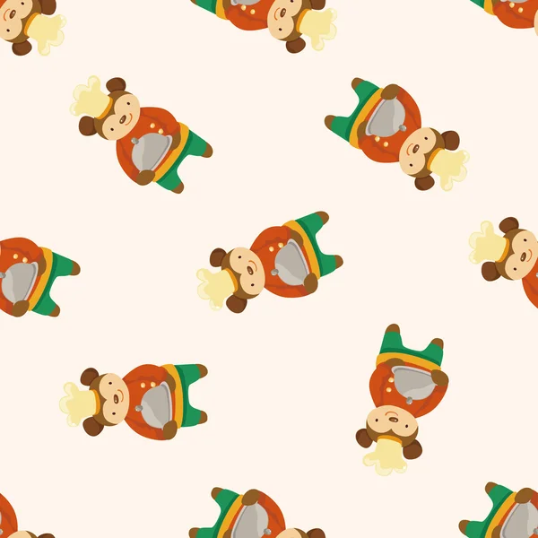 Dierlijke aap chef-kok cartoon, cartoon naadloze patroon achtergrond — Stockvector