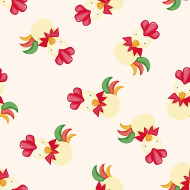 Çince Zodyak horoz, karikatür Dikişsiz desen arka plan